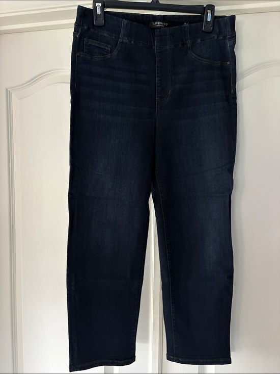 Liverpool Denim - Liverpool Pull On Dark Blue Cropped Jeans - Straight Ankle